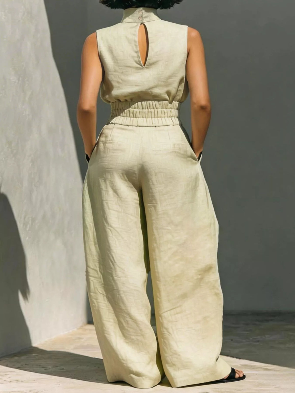 Turtleneck neckline detail on two piece set