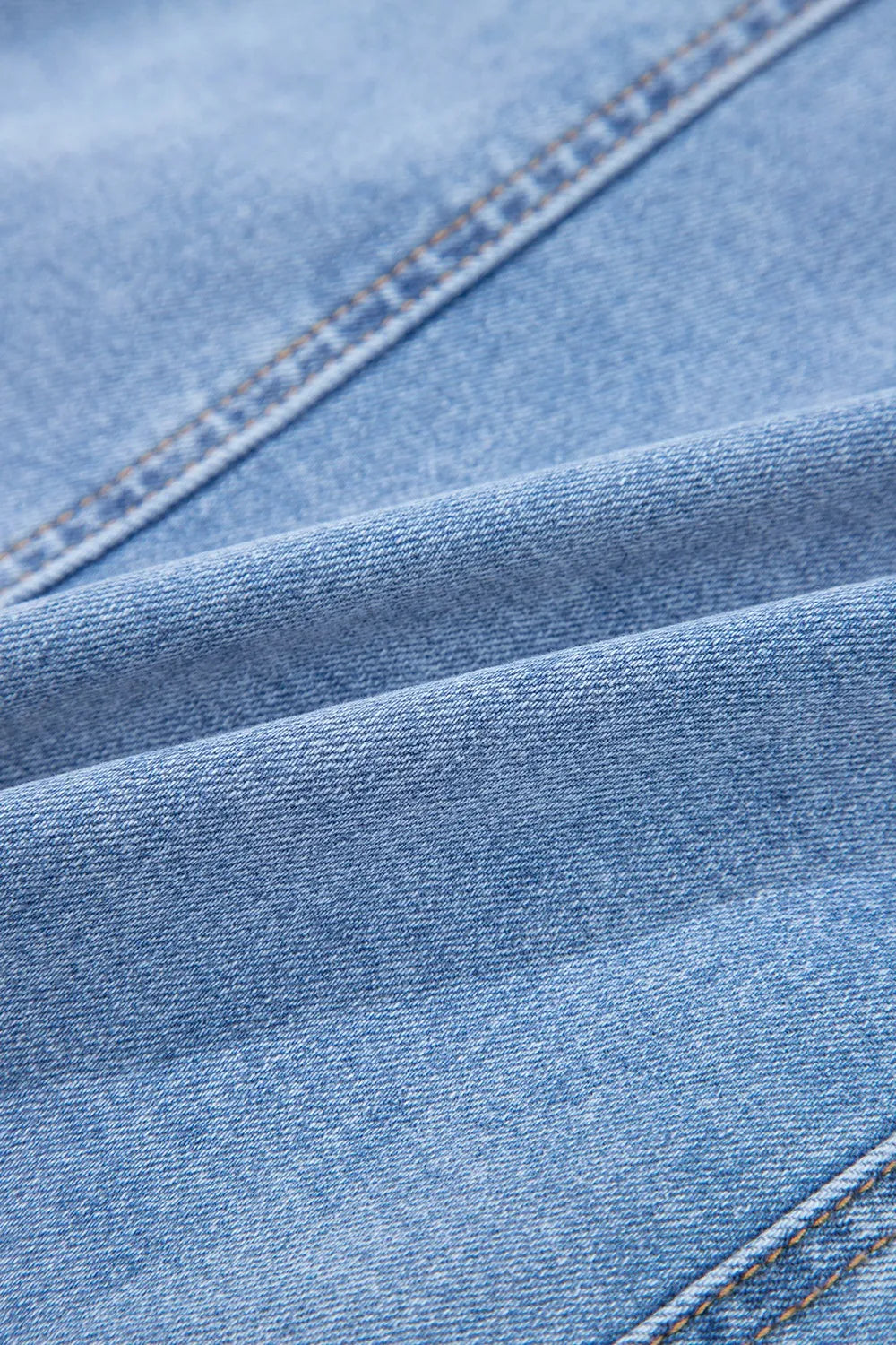 Square Neck Wide Strap Denim Dress - Fashorio