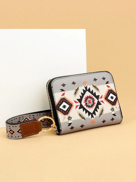 Geometric PU Leather Wallet Style A One Size - Fashorio