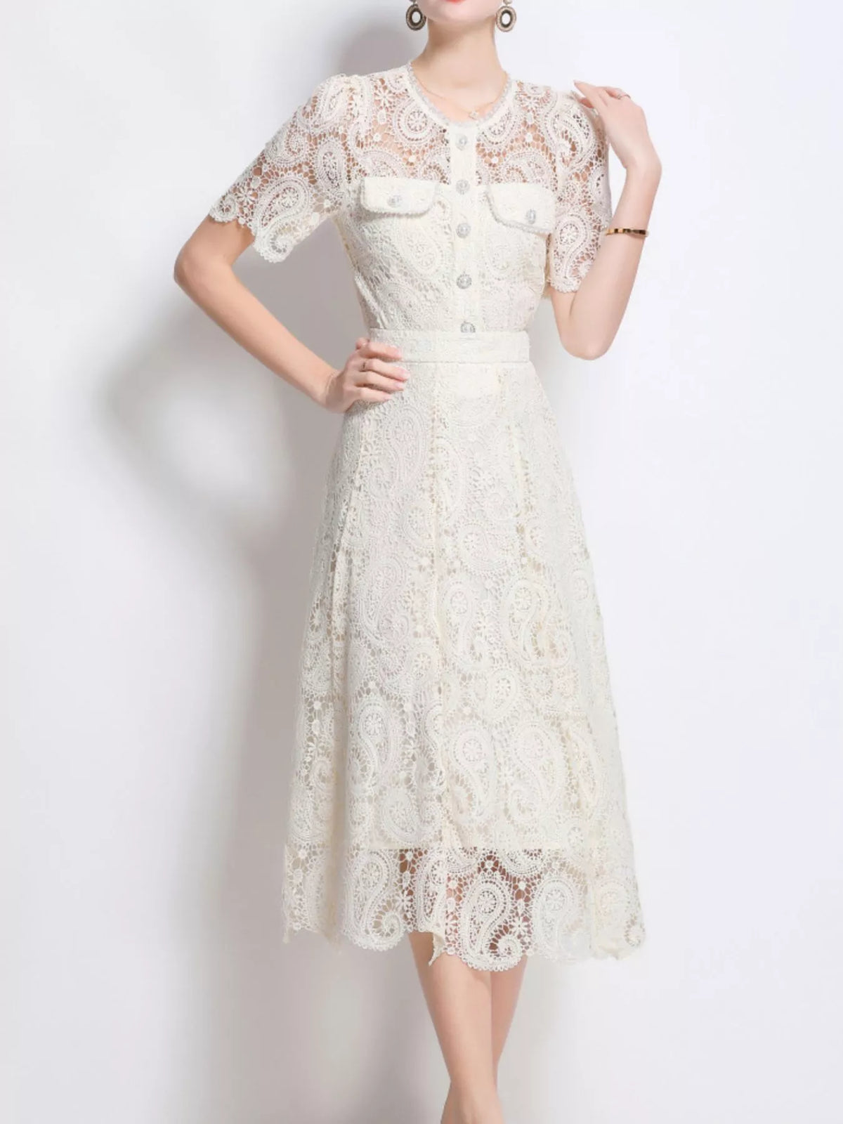 Lace two piece skirt set side view