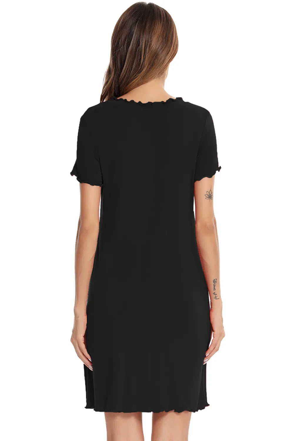 Round Neck Short Sleeve Lounge Dress - Fashorio