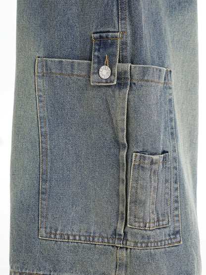 Men's Washed Loose Fit Cargo Denim Shorts - Fashorio
