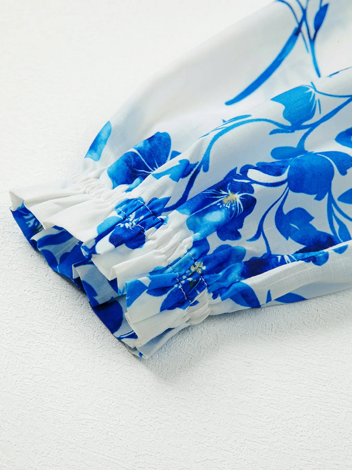 Floral Long Sleeve Tie Neck Blouse - Fashorio