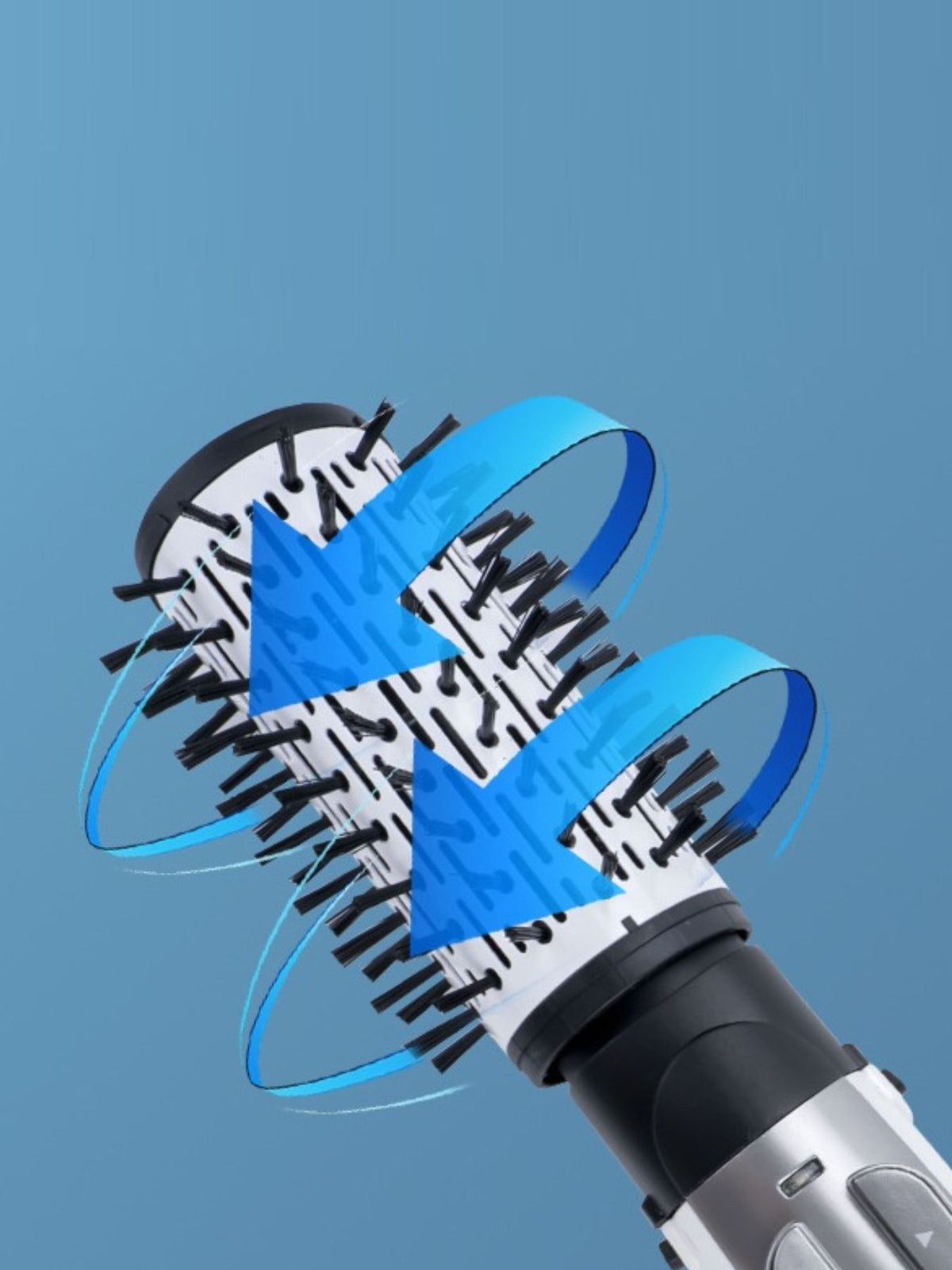 Hot air brush held in hand