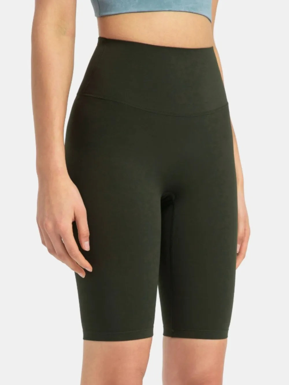 high rise wide waistband active shorts detail view 35