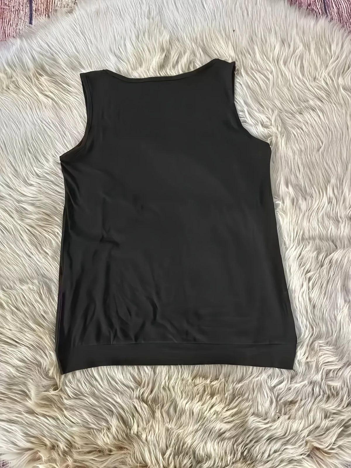 Black eyelet ruched tank side view