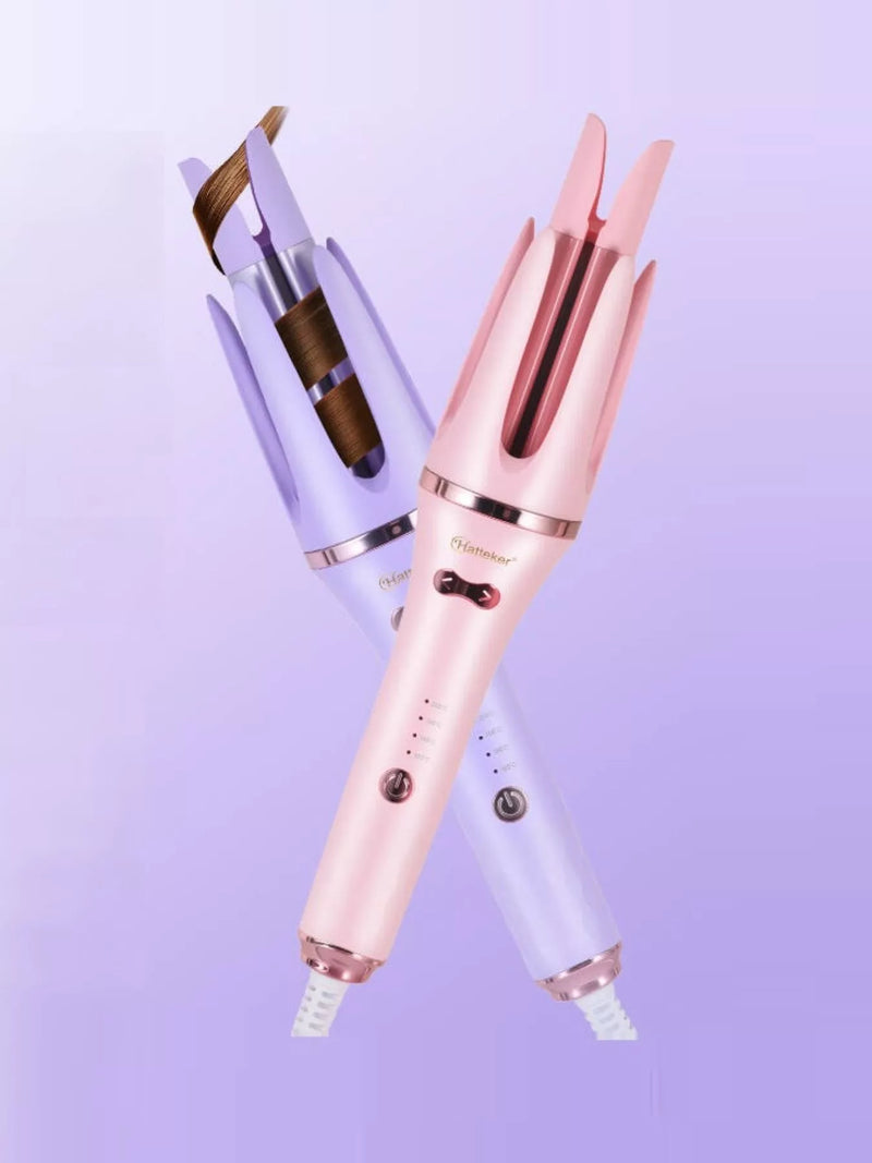 Blush pink automatic curling iron front view