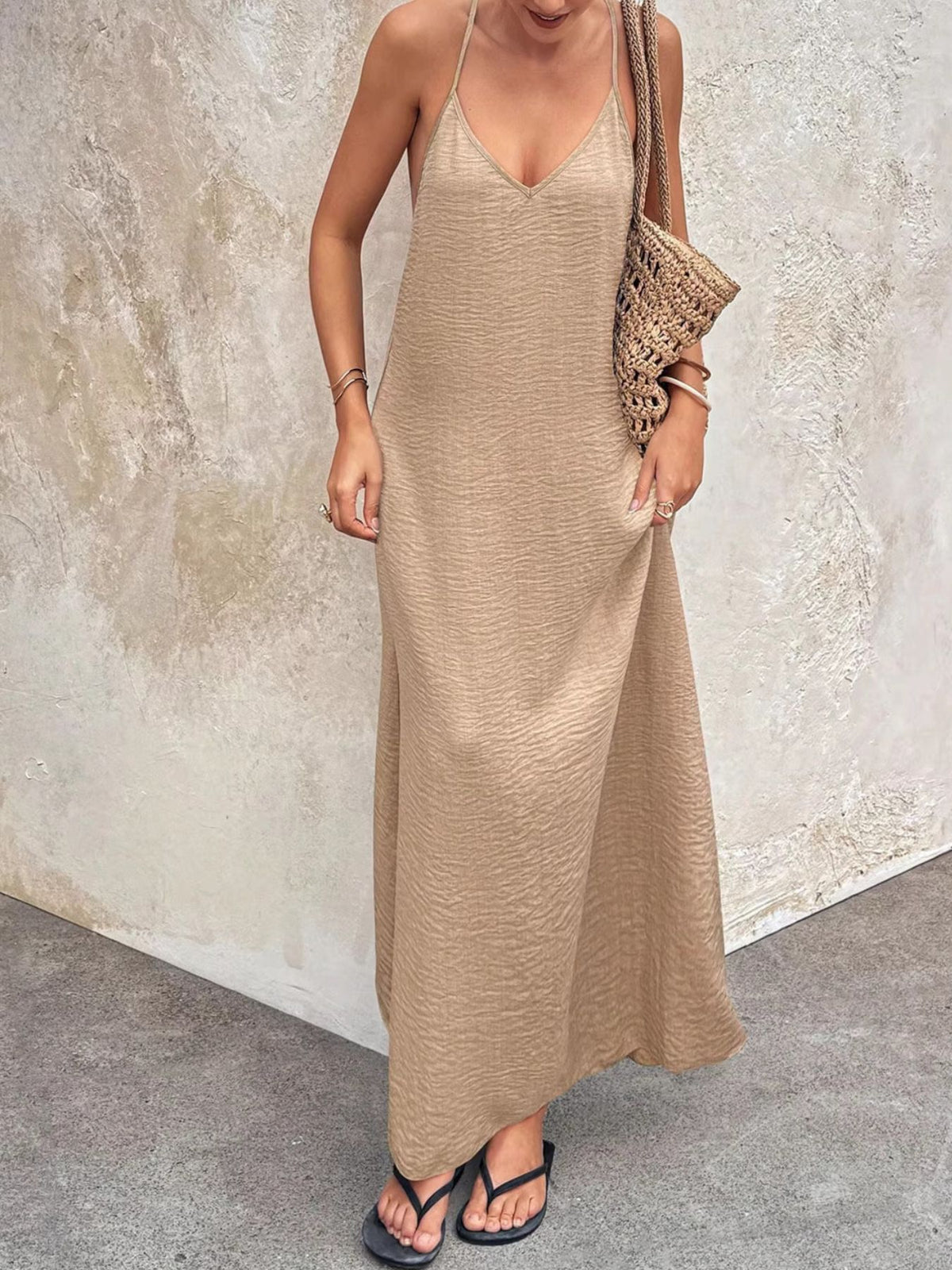 Maxi cami dress in neutral color