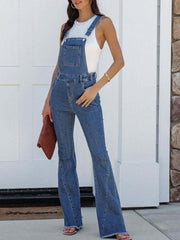 Raw Hem Denim Overall Medium - Fashorio