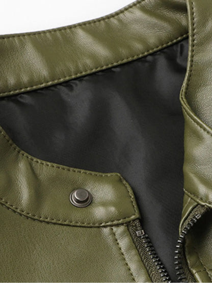 Men's Full Size Leather Zip Up Jacket Plus Size - Fashorio