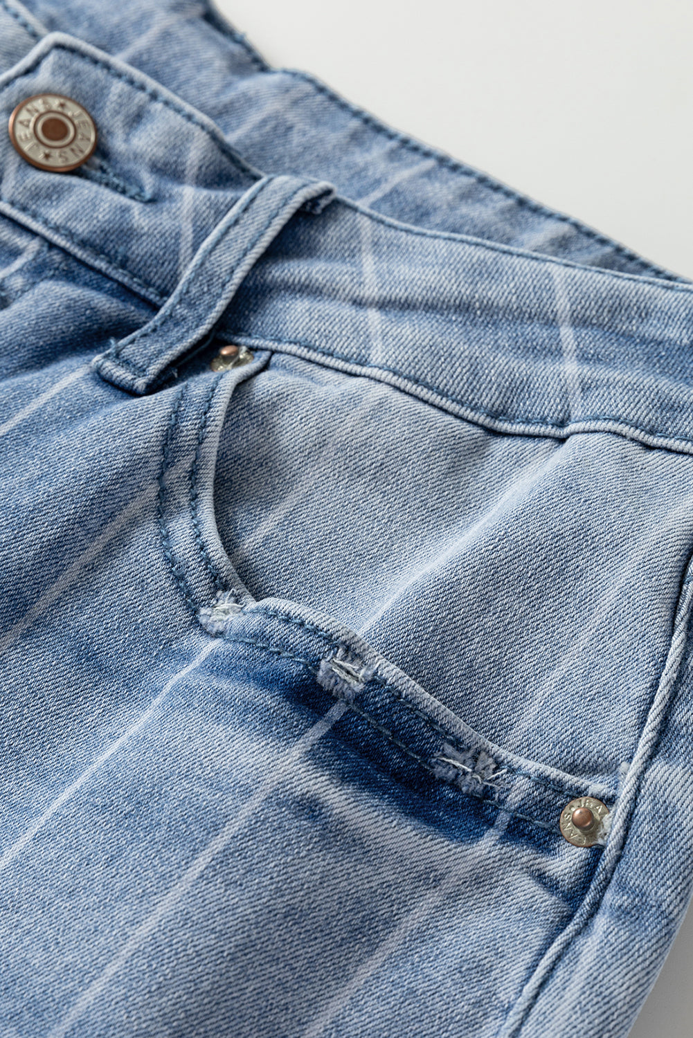 Blue wide leg jeans high waist detail