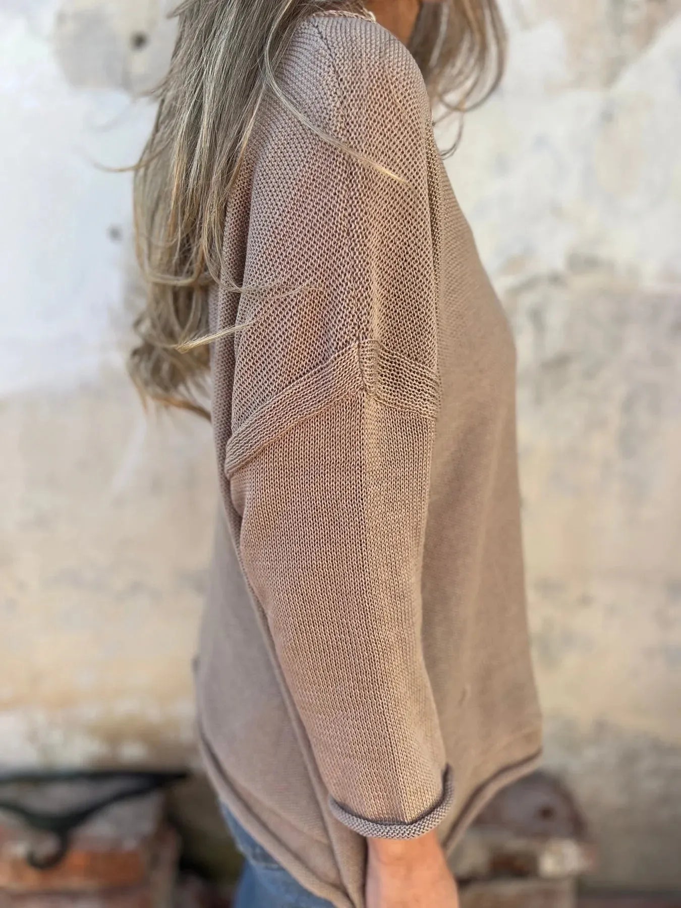 Full Size Casual V-Neck Knit Sweater Plus Size - Fashorio