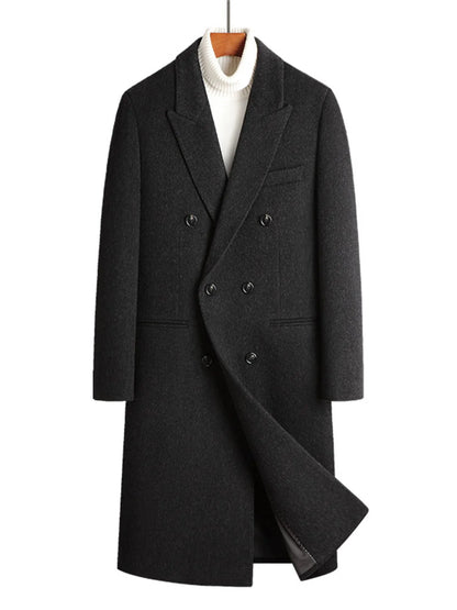 Men's Plus Size Double-Breasted Wool Overcoat - Fashorio