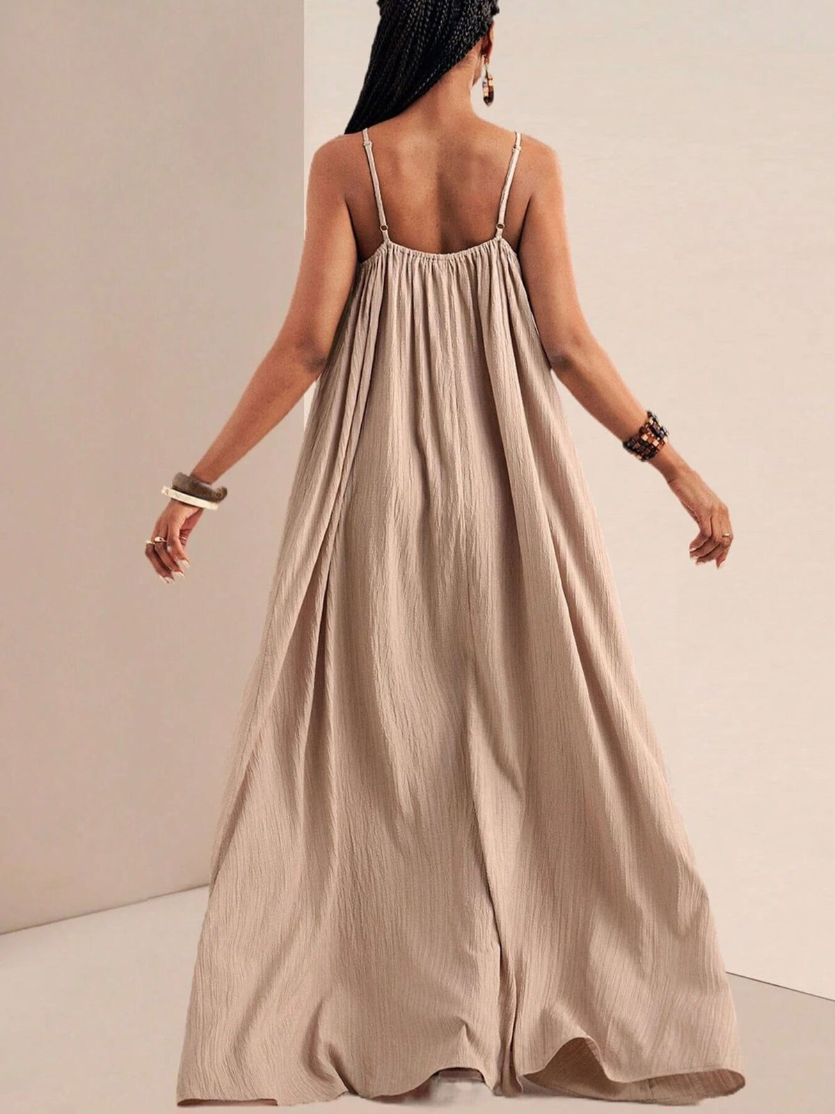 Spaghetti strap and neckline closeup