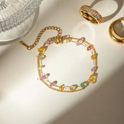 Stainless Steel Natural Stone Double Layered Bracelet - Fashorio