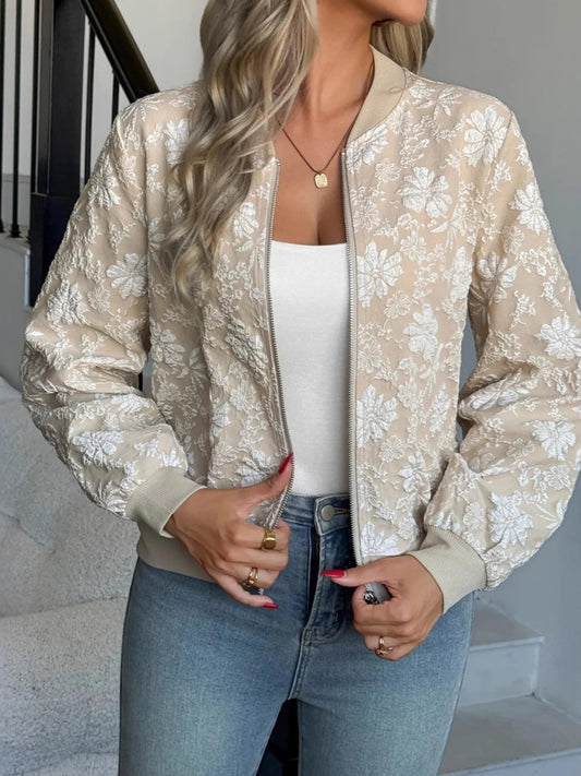 Zip Up Long Sleeve Jacket - Fashorio