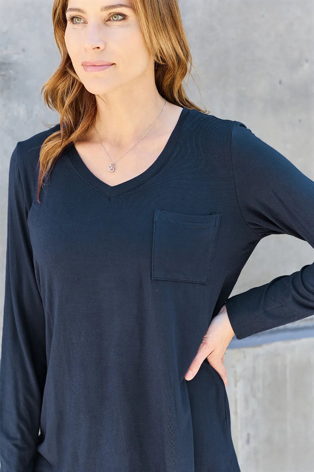 Back view of the long sleeve basic top