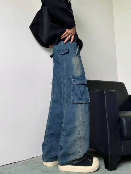 Men's Full Size Cargo Wide Leg Baggy Jeans Plus Size - Fashorio