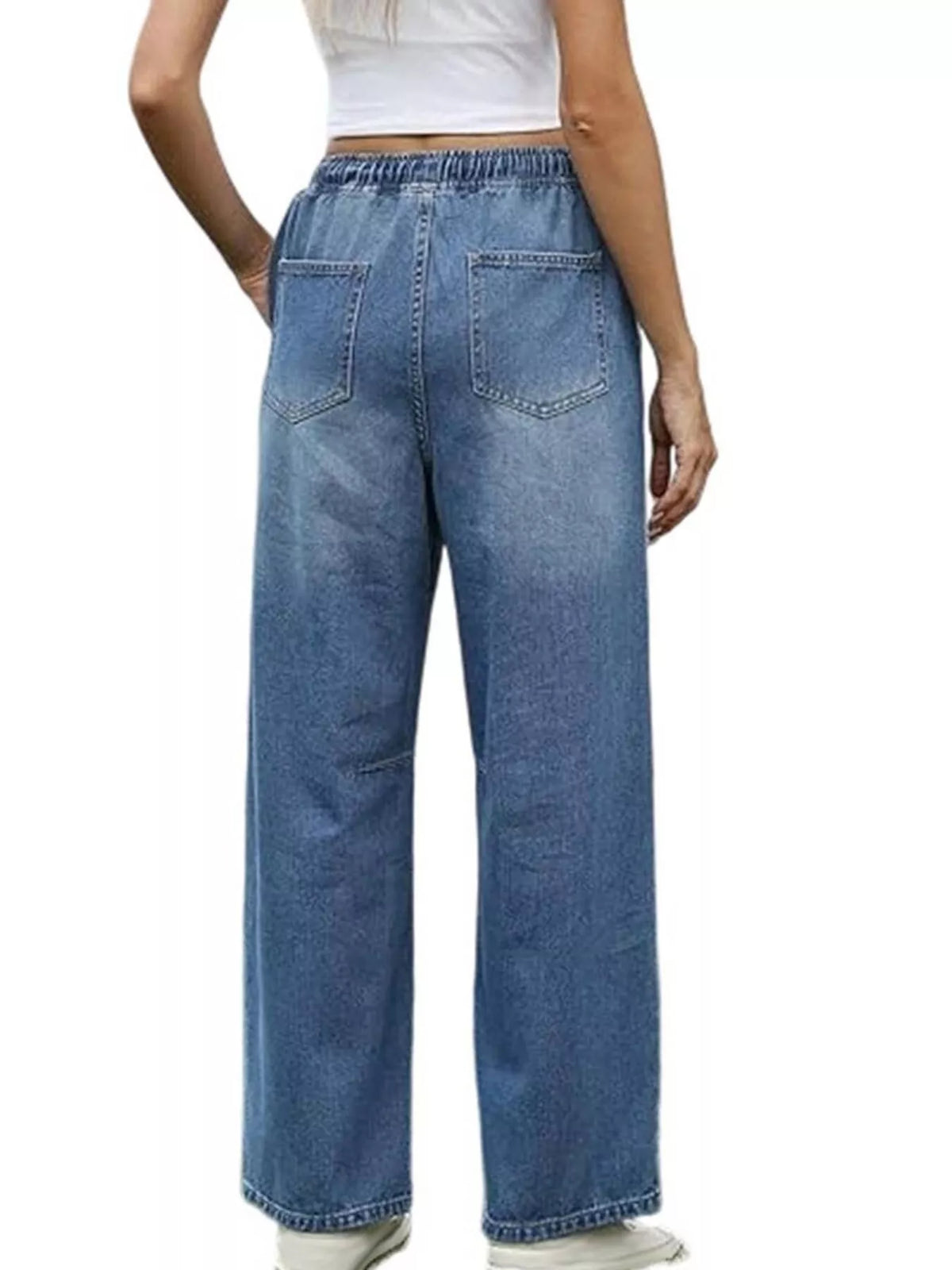Elastic Waist Wide Leg Jeans, view 6