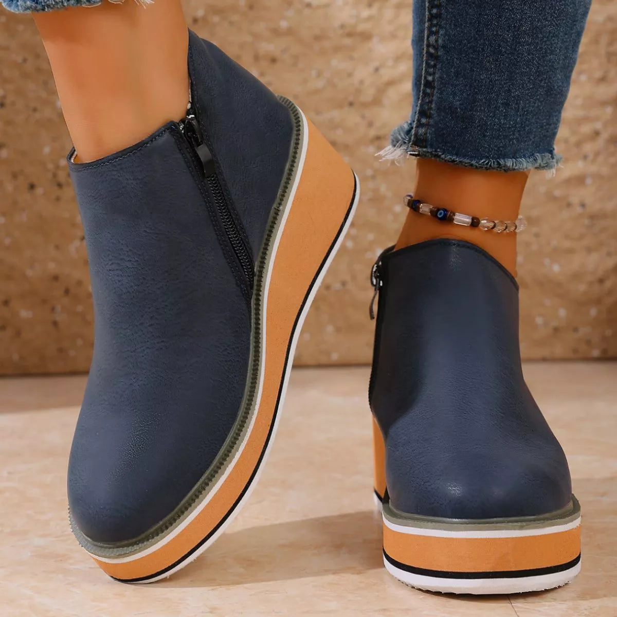 Wedge boots back view