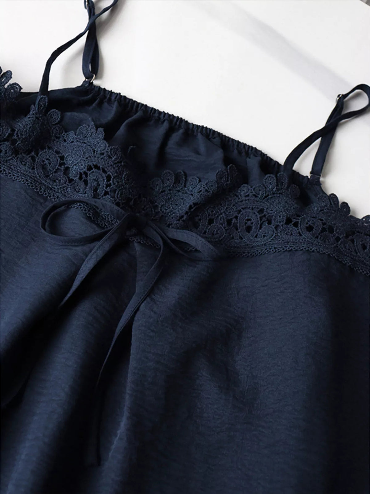 Blue matching set tied strap detail