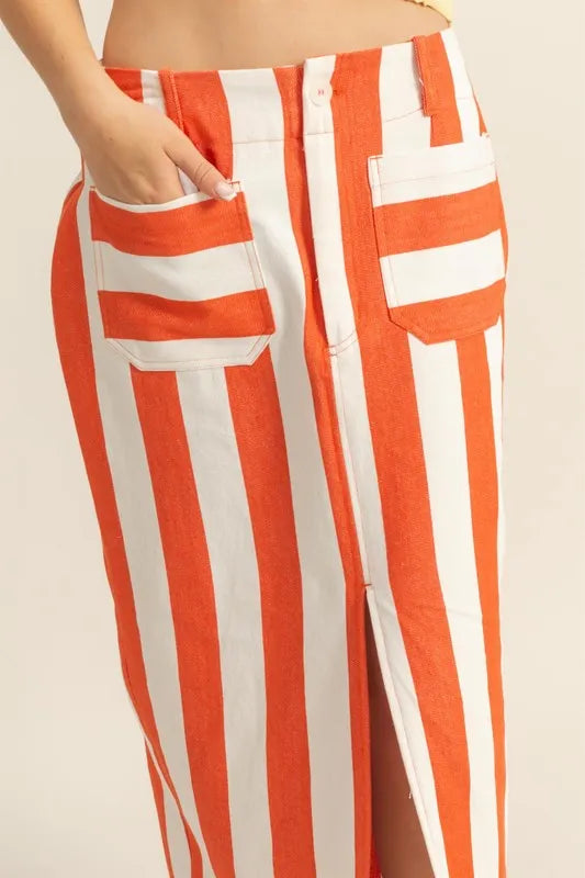HYFVE Striped Pocket Detail Maxi Skirt - Fashorio