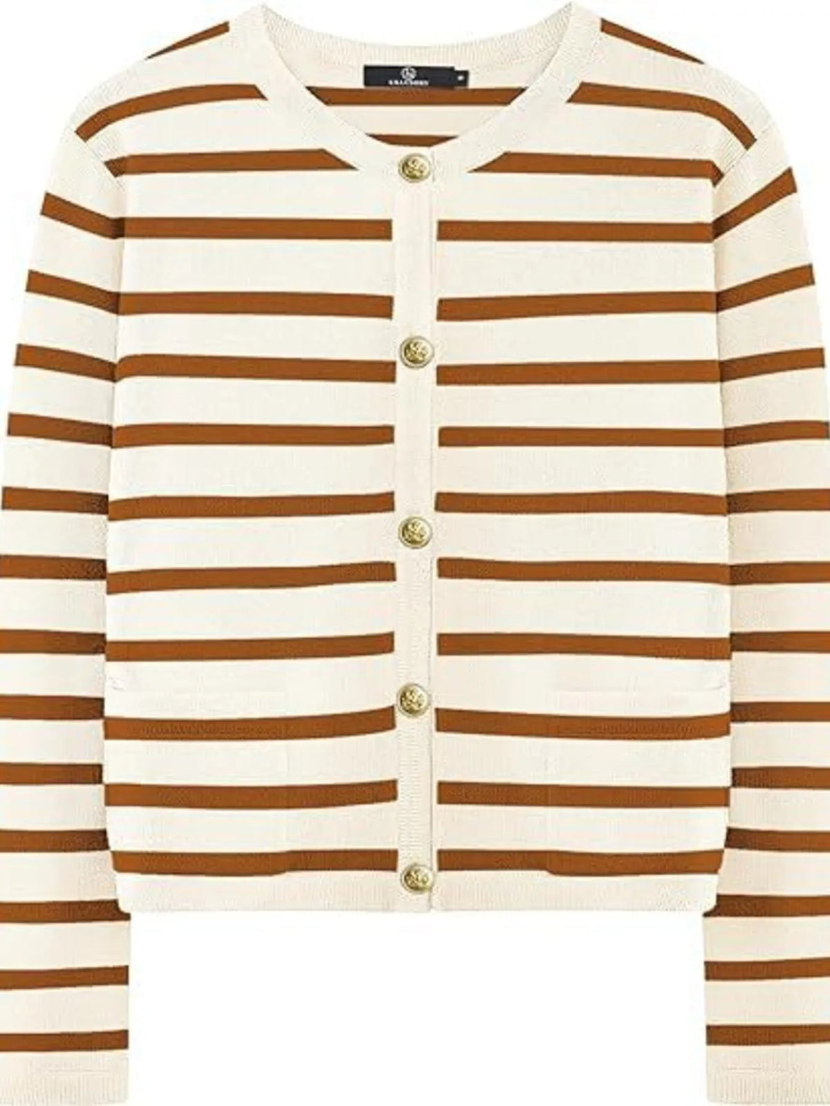 striped button up cardigan side view