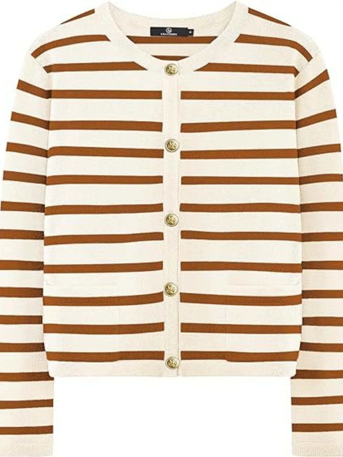 Striped Button-Up Cardigan - Fashorio