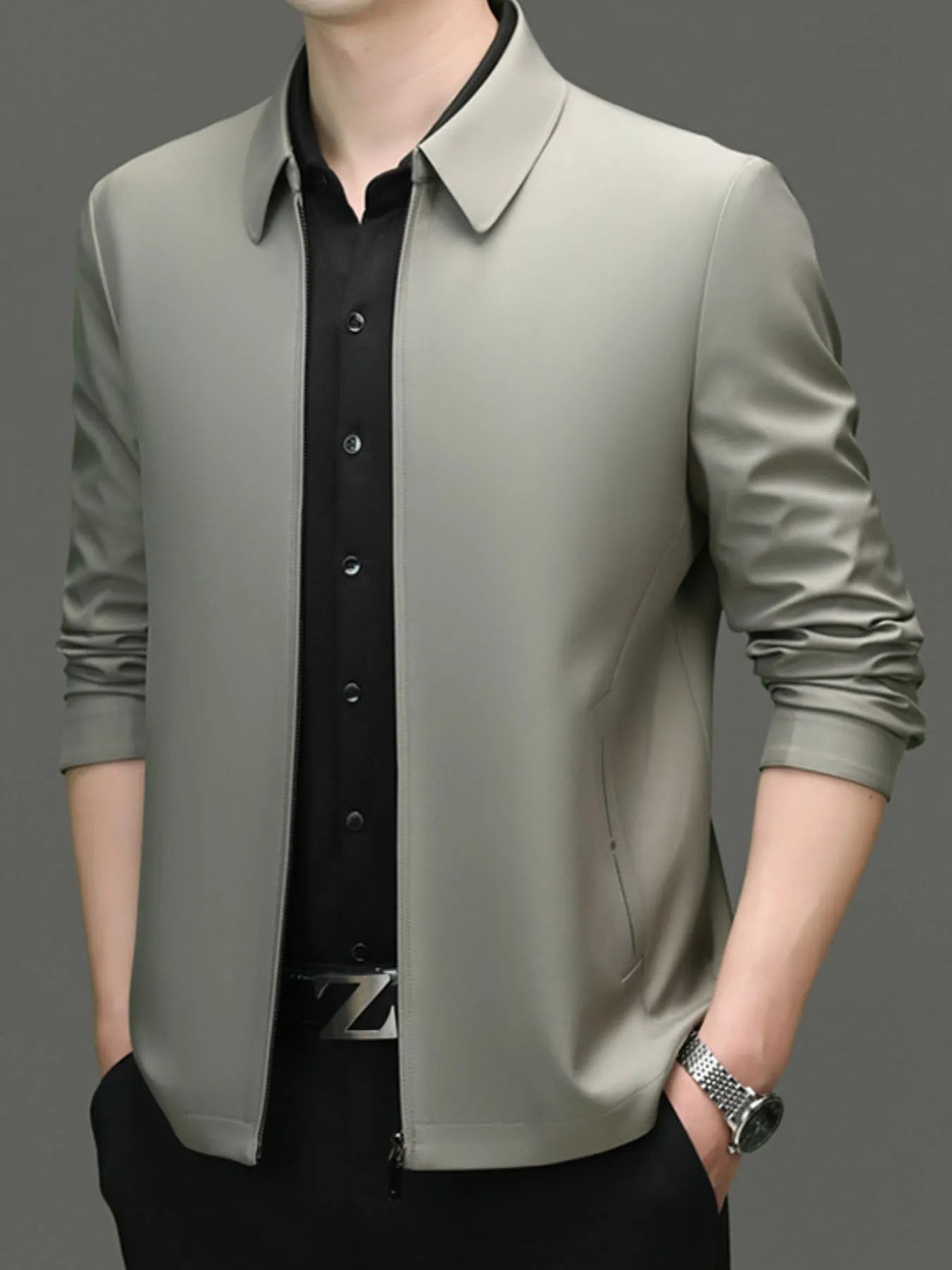 Men's Plus Size Zip Up Long Sleeve Jacket - Fashorio