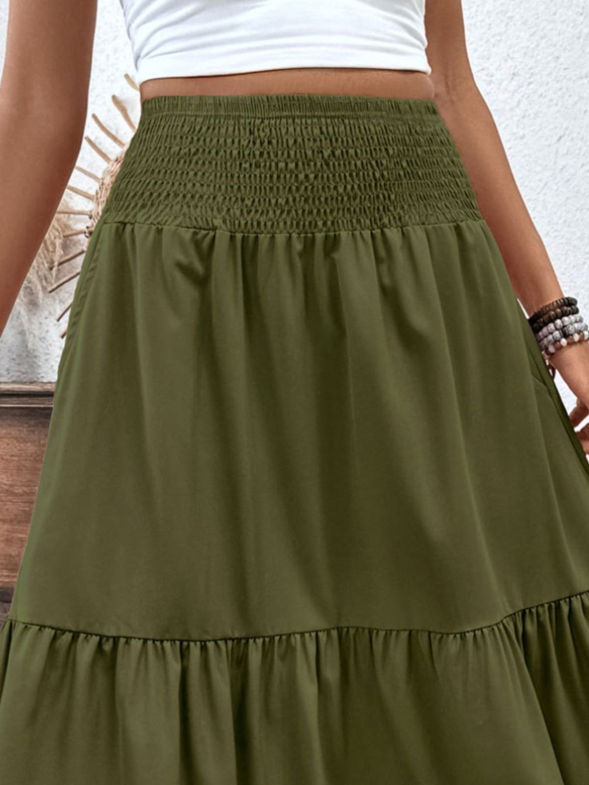 Ruffled tier detail through the skirt