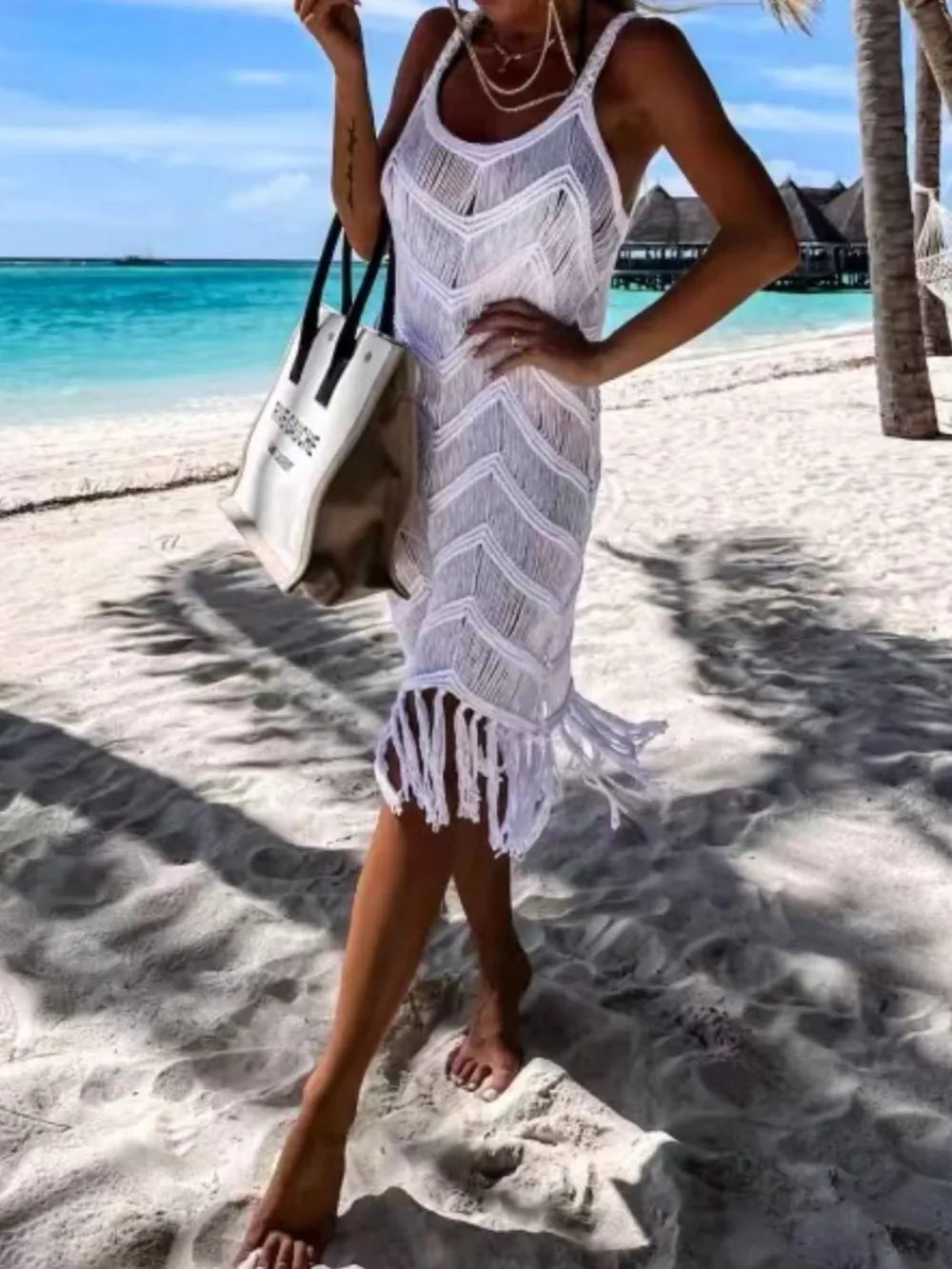 Cover up styled over swimsuit