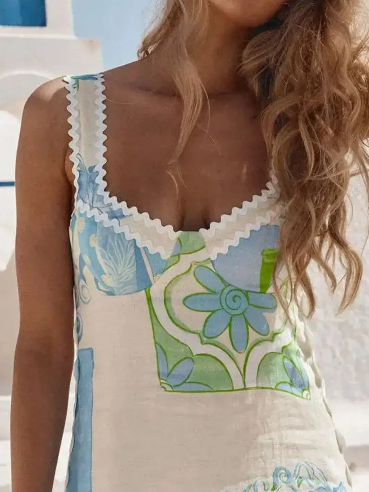 Tied Back Printed Maxi Dress full length view
