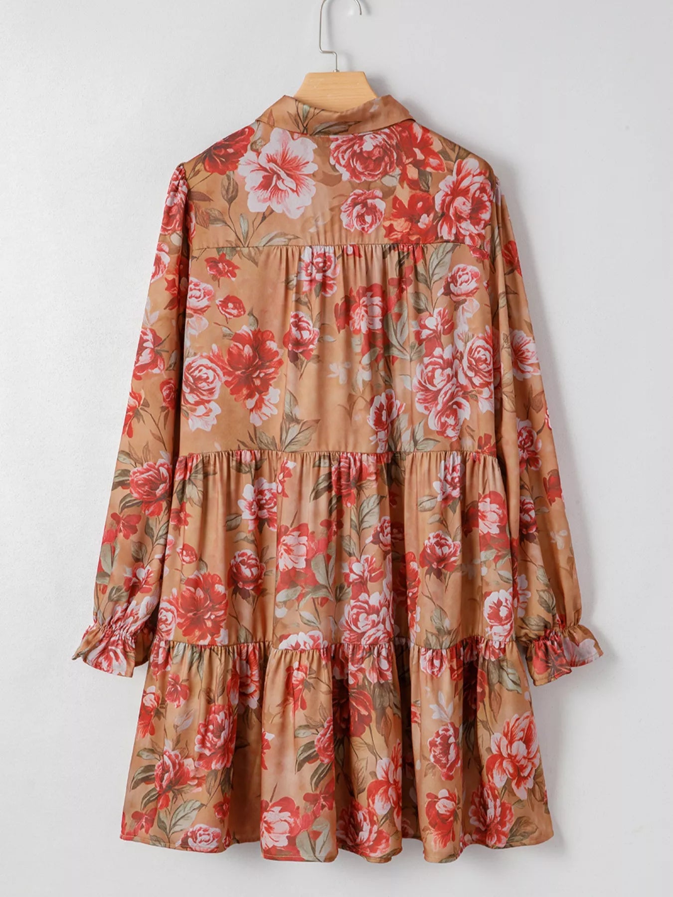 Floral Print Half Button Flounce Sleeve Ruffle Mini Dress - Fashorio