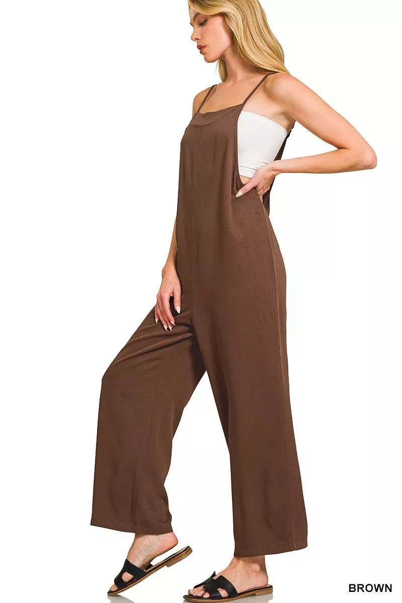 Rayon Woven Wide Leg Jumpsuit back view