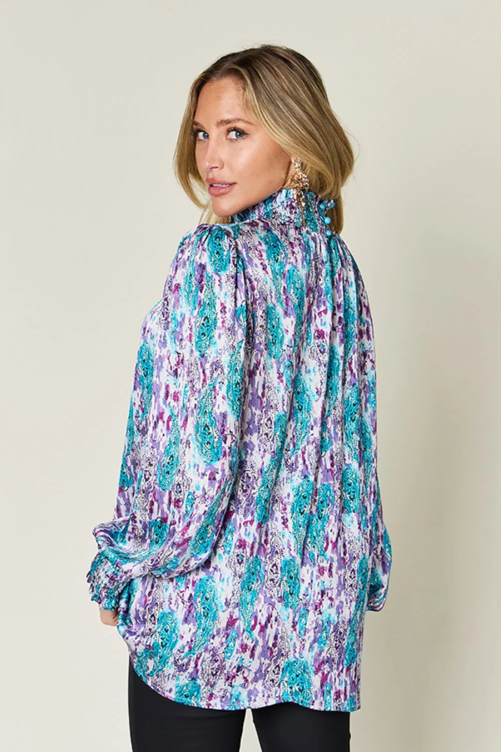 Back view of the smocked frill blouse