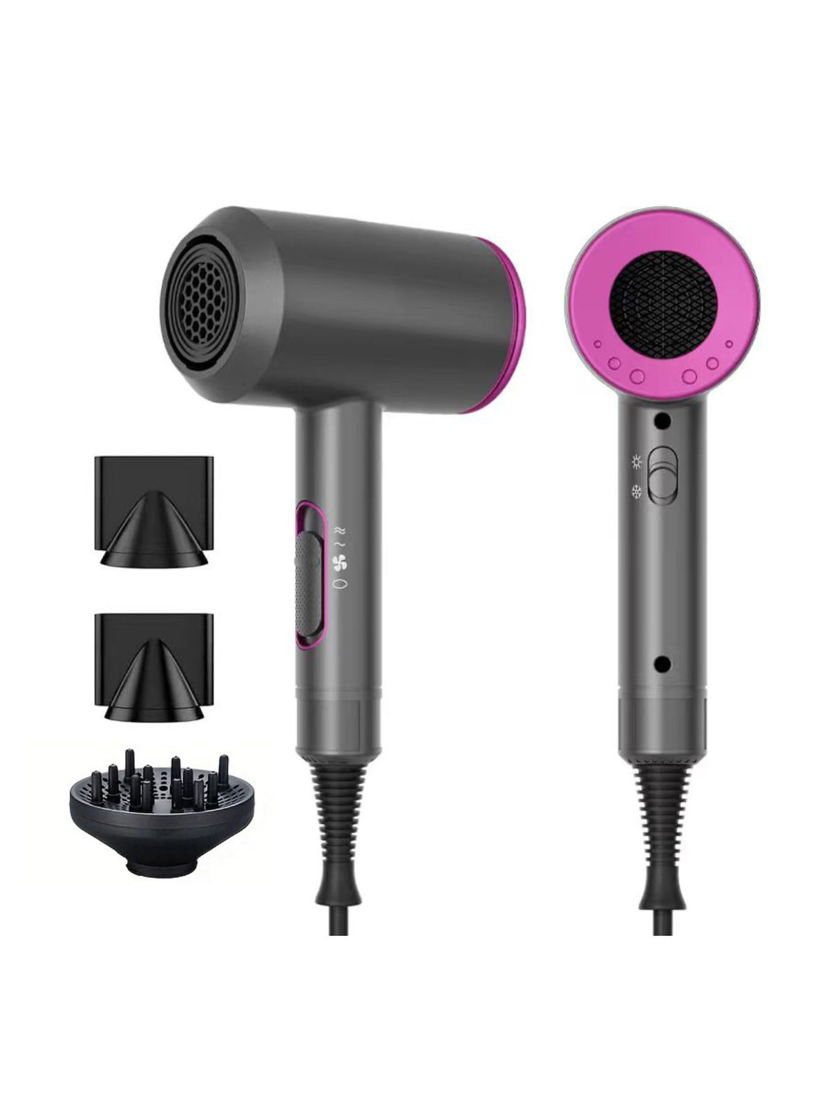 Negative ion household hair dryer in gray