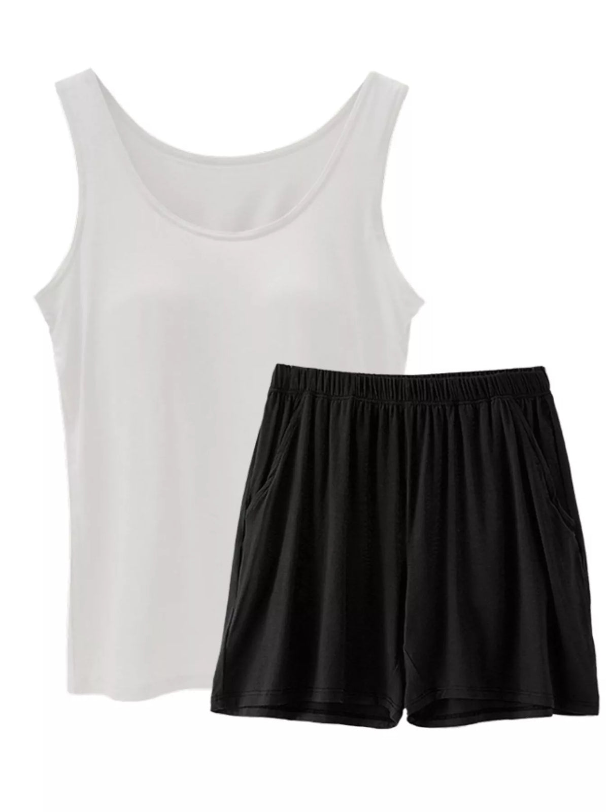 Modal tank top and shorts plus size set side view