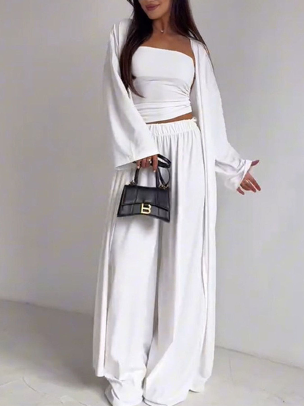 Tube Top Cardigan and Pants Three Piece Set, view 13