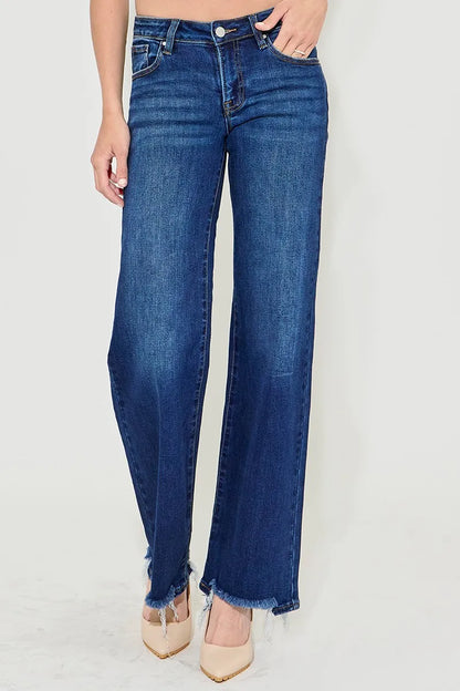 RISEN Full Size Low Rise Wide Leg Jeans Plus Size - Fashorio