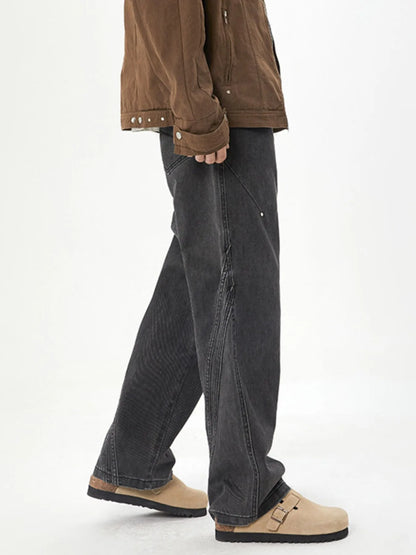 Men's Full Size Washed Straight Leg Jeans Plus Size - Fashorio