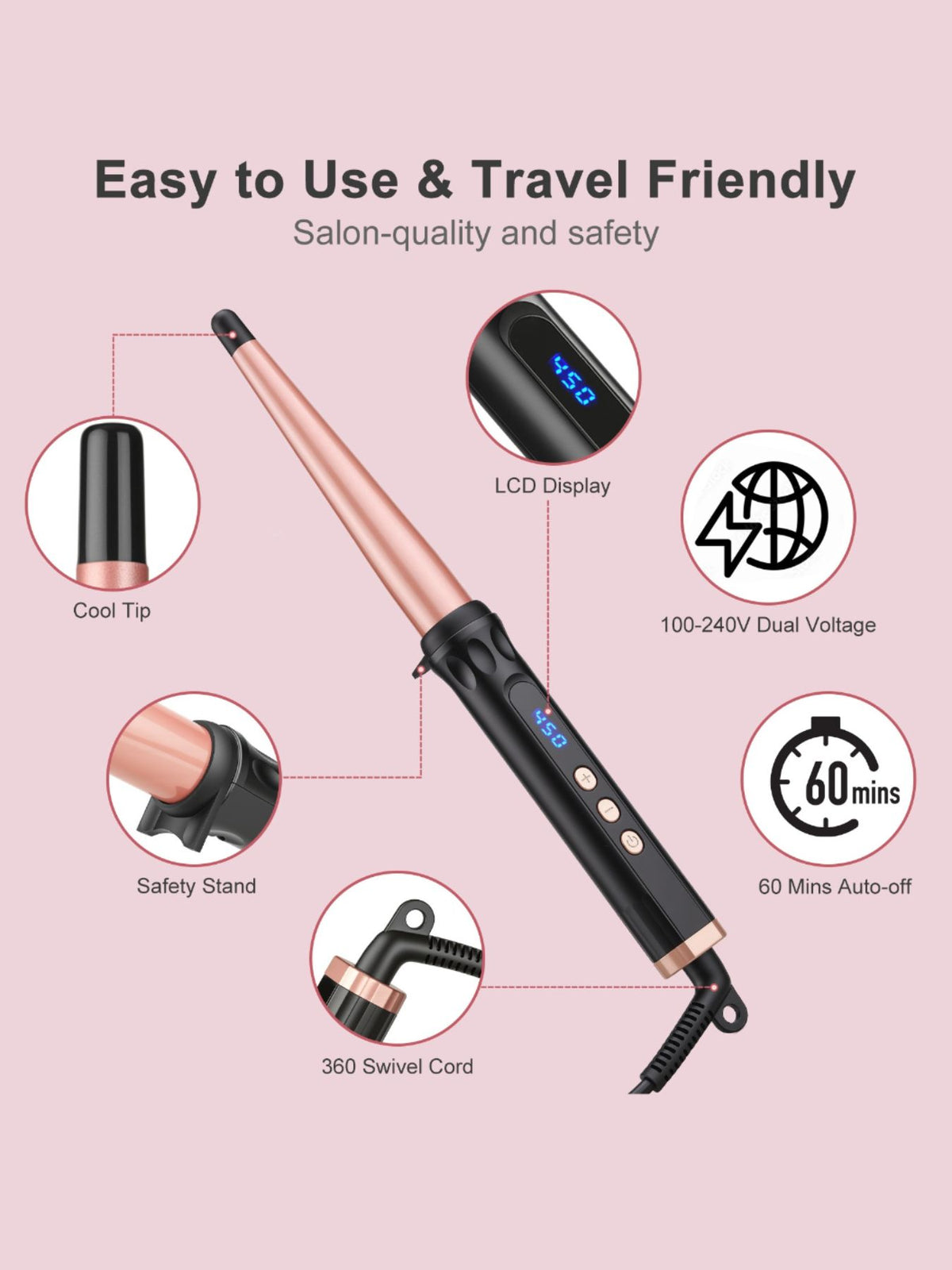 Curling iron temperature control detail