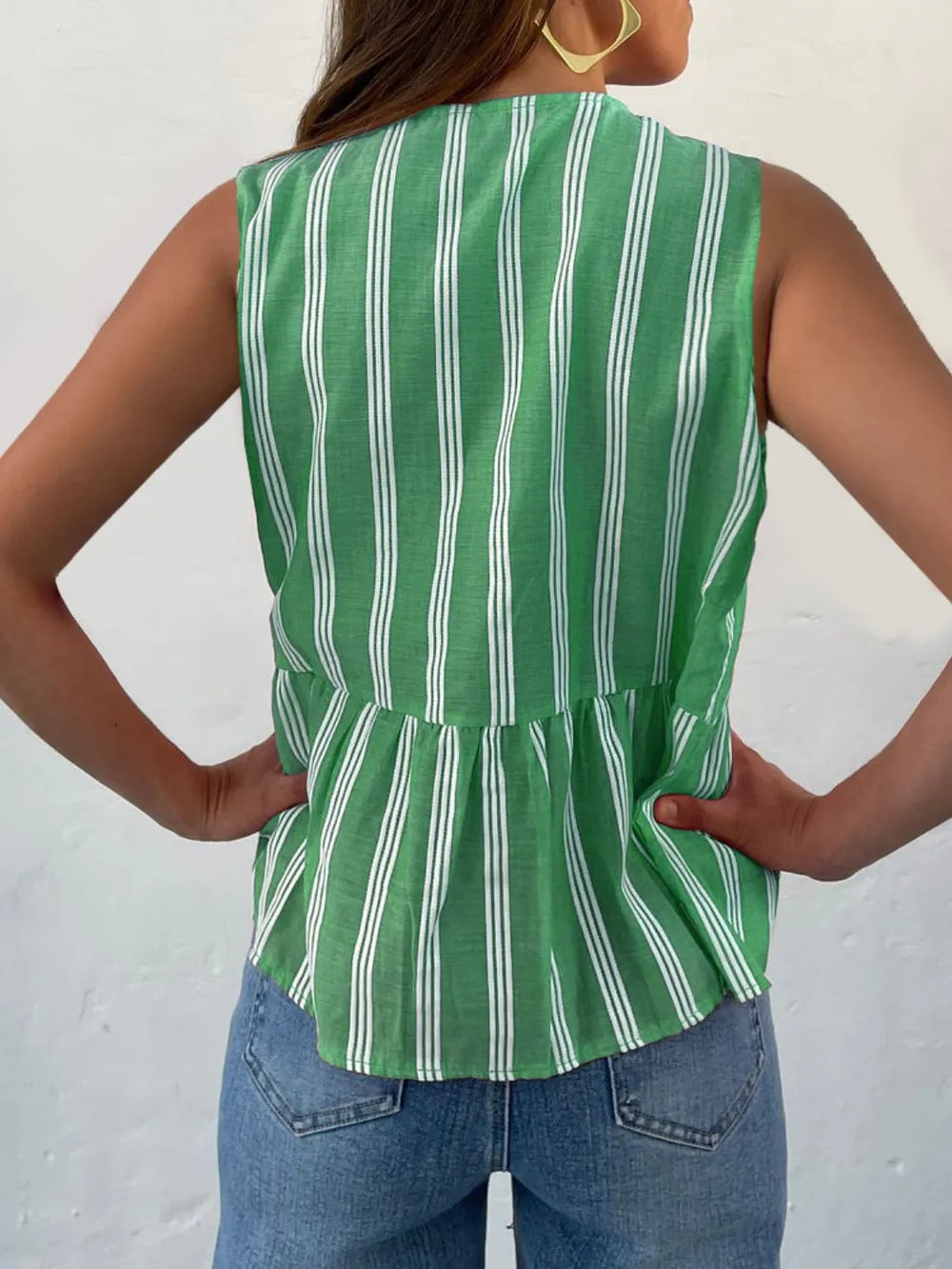Womens striped tank top in white