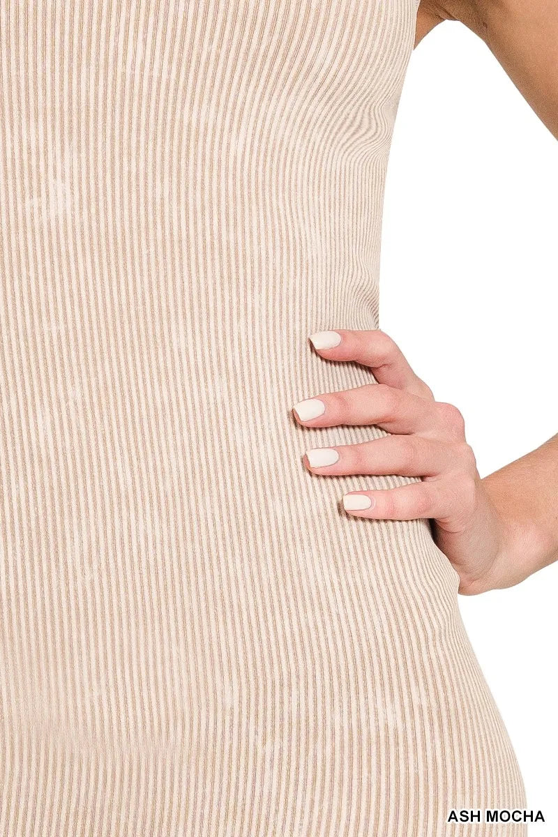 Stone Washed Ribbed Seamless Romper detail