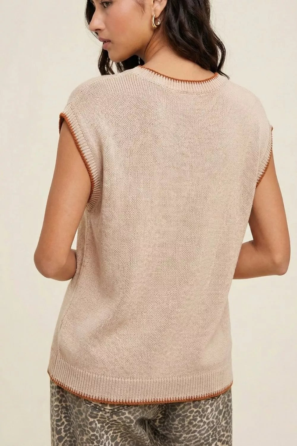 Howdy graphic knit vest with contrast trim