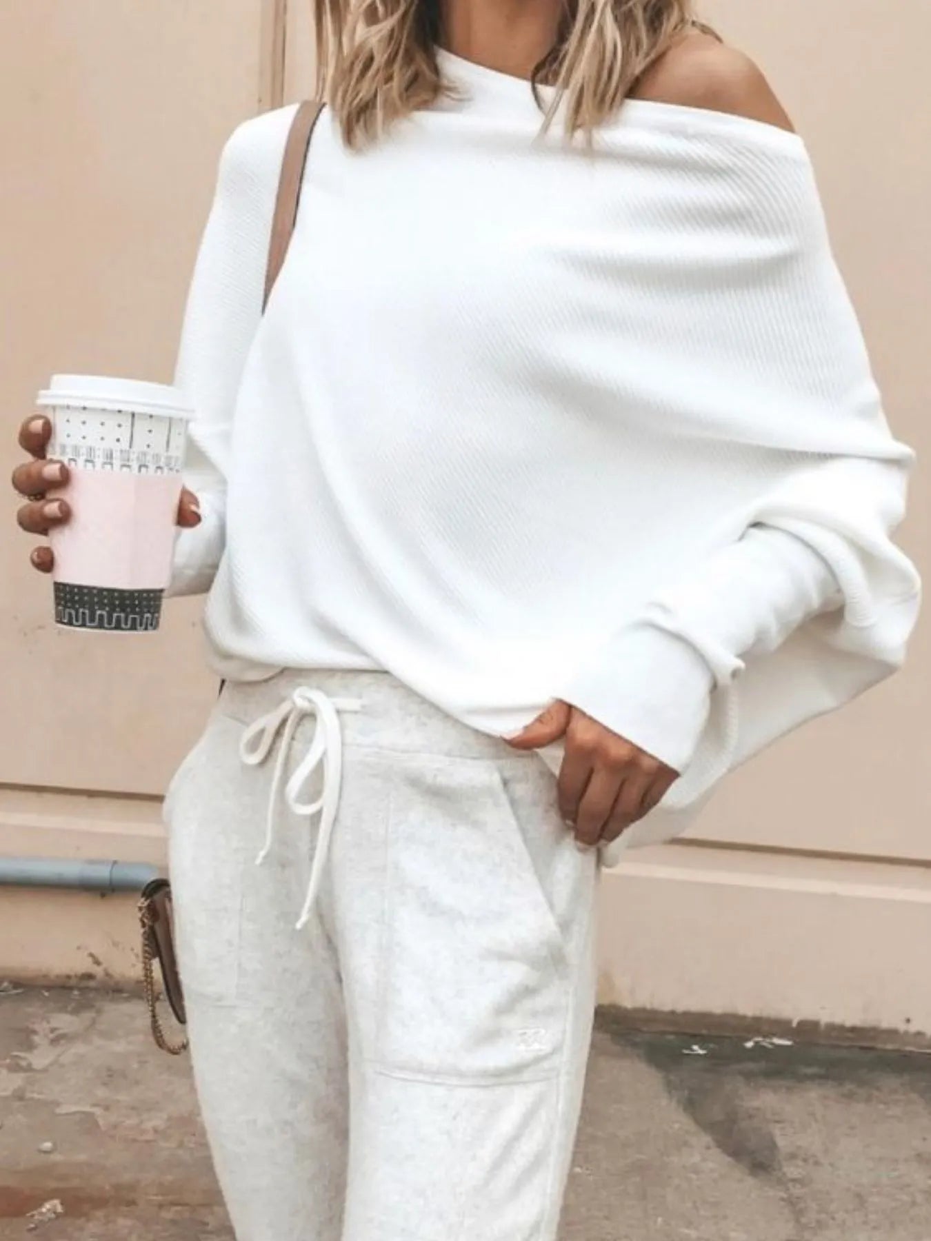 Full Size Single Shoulder Ribbed Knit Top Plus Size - Fashorio