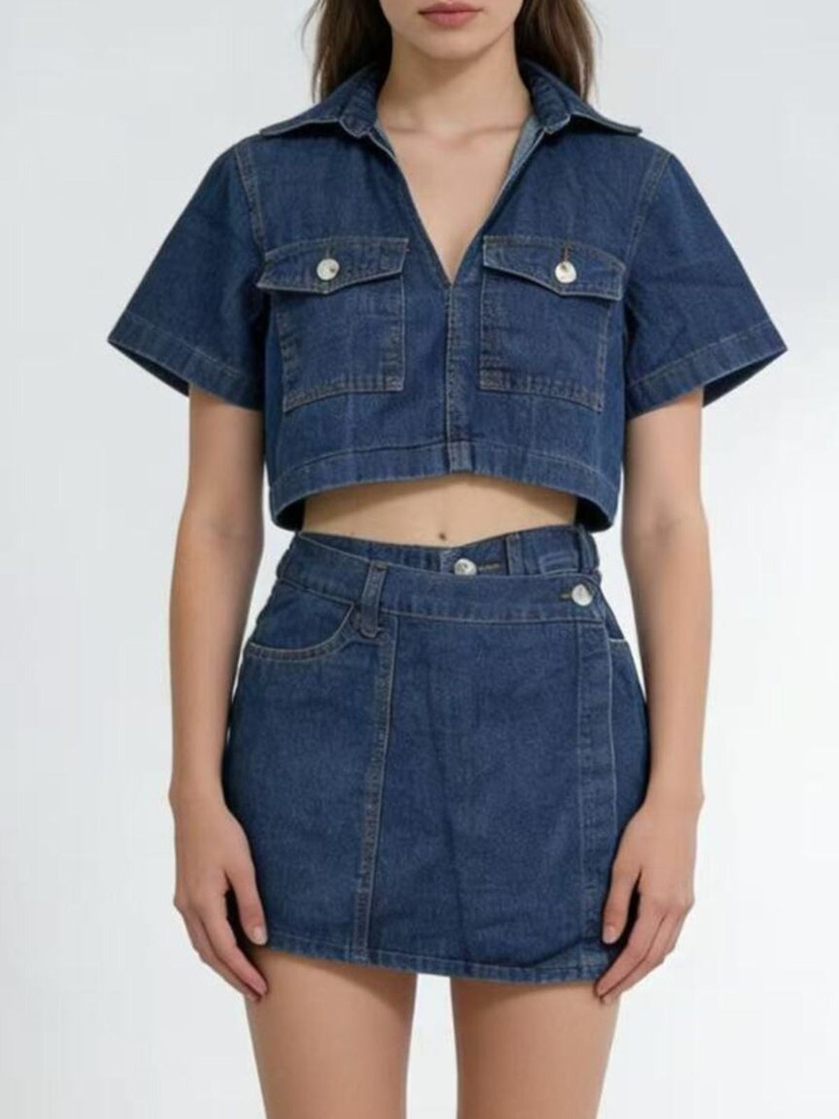 Denim skort medium wash view