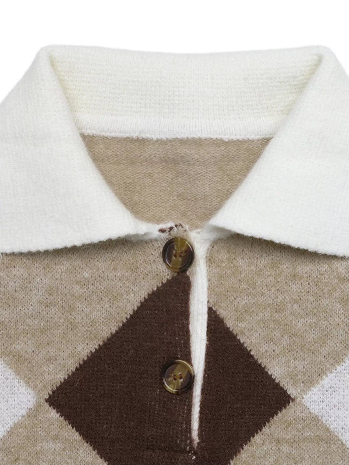 Argyle Polo Collar Sweater close up