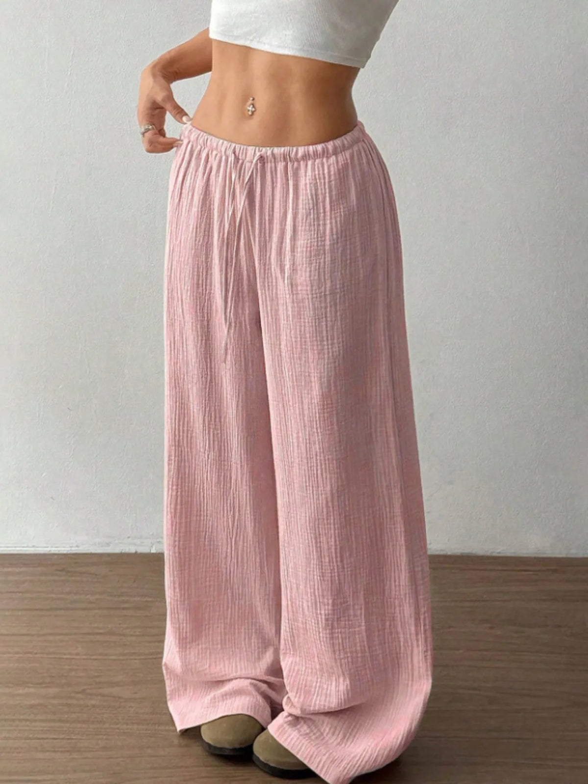 Wide Leg Casual Pants with Stretch, view 12
