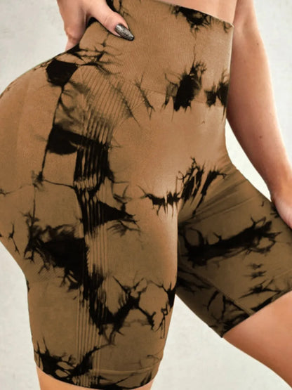 Tie-Dye High Waist Active Shorts - Fashorio