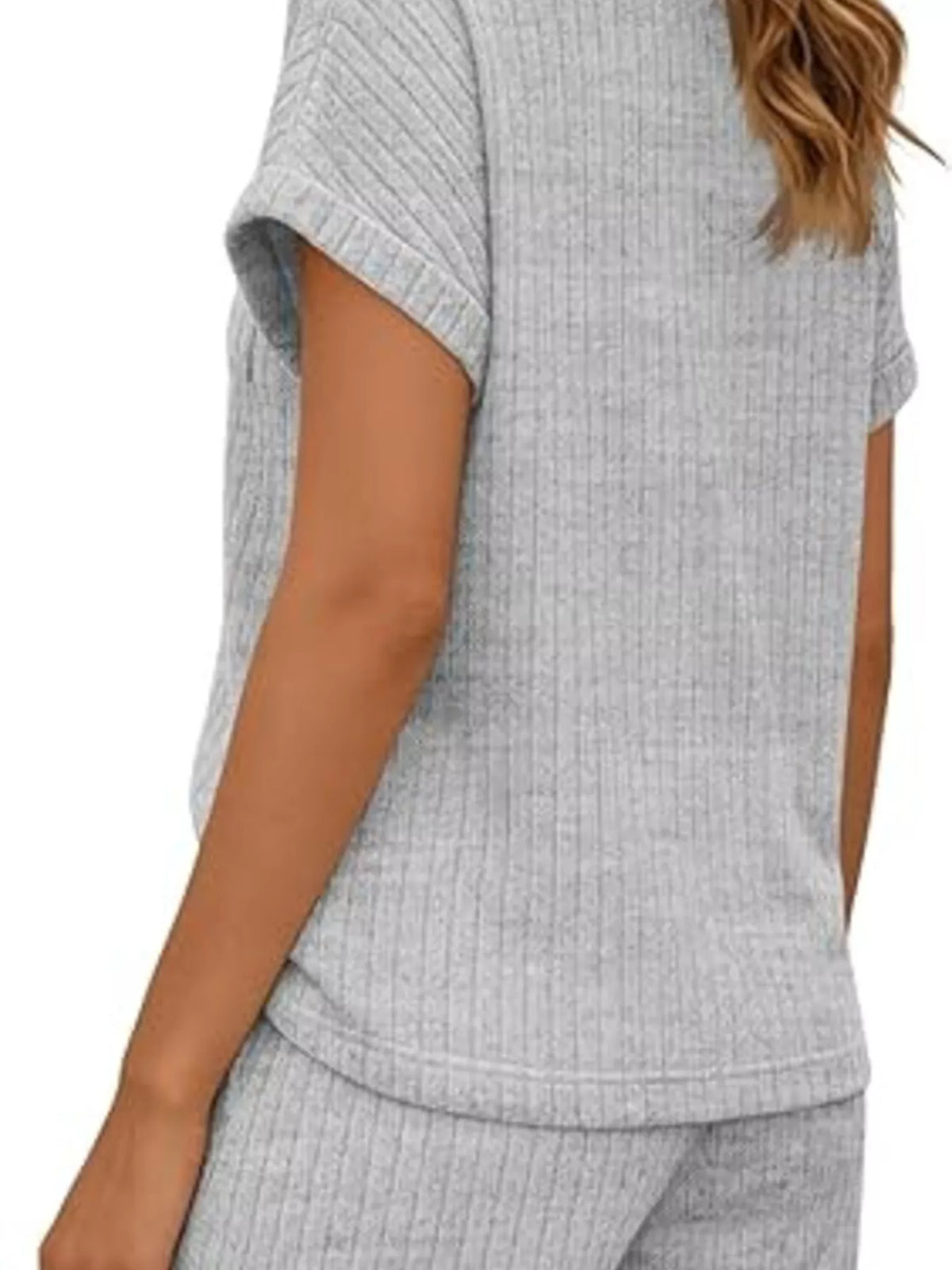 Ribbed Knit Tee and Shorts Two Piece Set, view 22